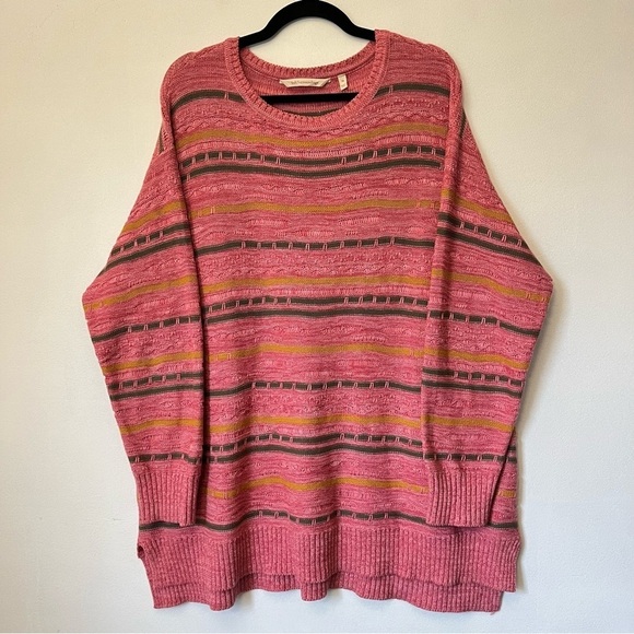 Soft Surroundings Lisabetta Art Stripe Sweater Pullover Long Sleeve Pink Size 1X - Picture 1 of 7